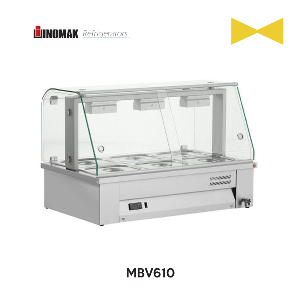 Bain-marie Inomak MBV 610 avec 3 bacs GN 1/1 pour comptoir professionnel